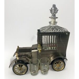 VNTG 1918 Ford model T Coupe‎ Golden Crown Liquor Decanter & Music Box Rare Top